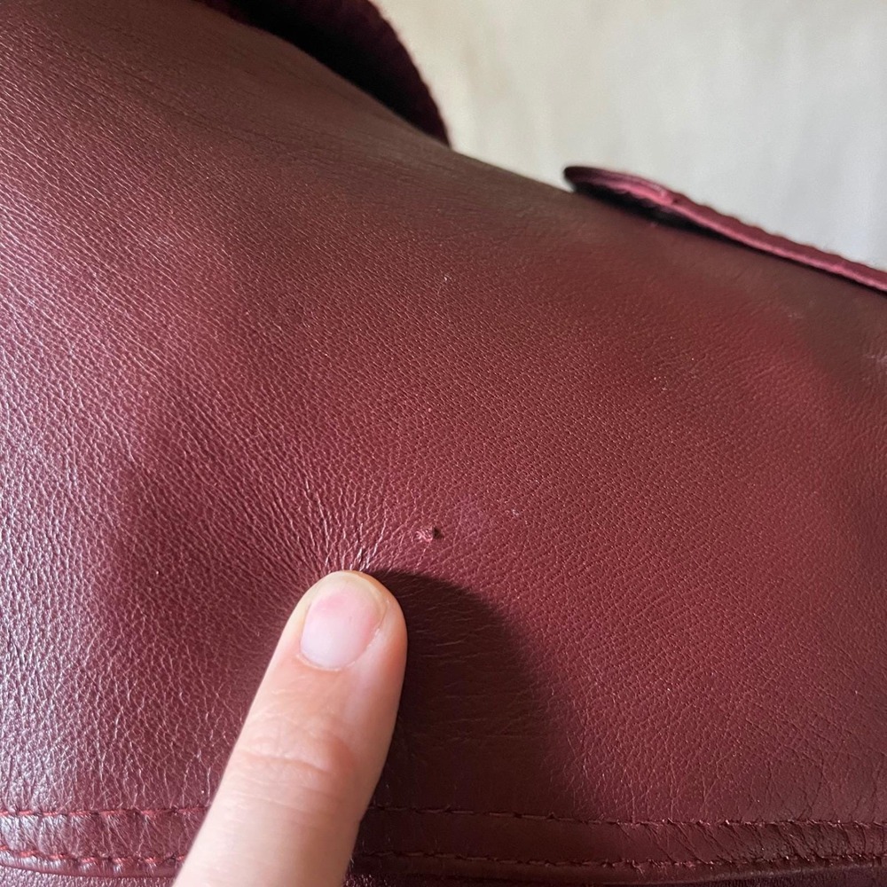 Vintage New York Burgundy Leather Bomber Jacket‎ Quilted Lining M/L USA - Picture 5 of 8